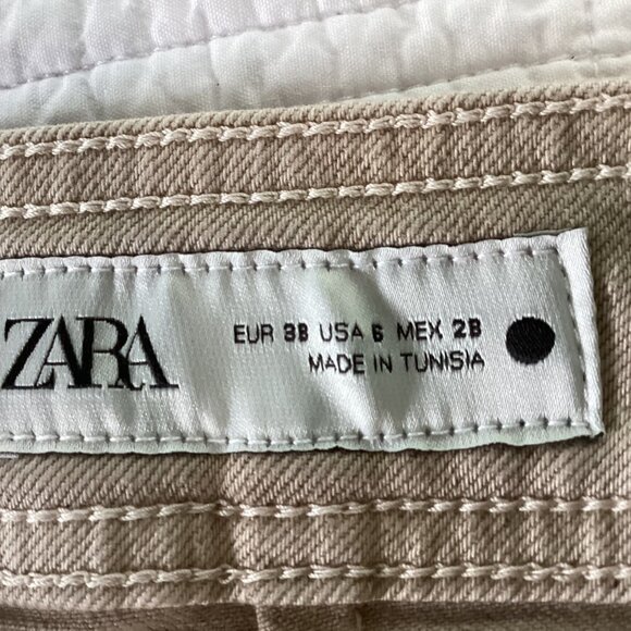 NWT Zara The Marine Straight Womens Stone Grey Pants Size 6 - Picture 4 of 14